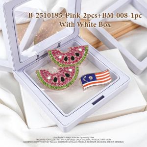 Livas Brooch Cute Watermelon🍉 Rhinestone Tembikai Kerongsang Pin Tudung Solidariti Lapel Pin Anamel Free Palestine 🍉
