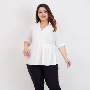 BLOUSE REMPLE BIGSIZE ATASAN FAHSION JUMBO 010 / atasan wanita lengan pendek / bahan moscrepe