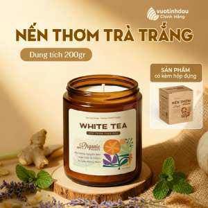 Nến Thơm Phòng Tinh Dầu Trà Trắng Cao Cấp Không Khói Giúp Ngủ Ngon VUATINHDAU 100g/200g Nến Thơm Decor PhòngKhách Sạn