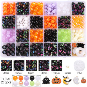 520 cái/hộp Halloween Bộ hạt nhựa Acrylic nhiều màu hạt Hợp Kim hạt Charm Set cho làm đồ trang sức vòng tay tự làm đồ thủ công Vòng Cổ Phụ Kiện