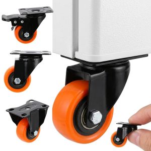 SJJL 2/2.5/3inch Swivel Castor Wheels Metal Mounting Plate PVC Caster Wheels Heavy Duty Casters Non-Marking Wheels Storage Rack Accessories Furniture Hardware