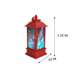 Merry Christmas Santa Claus Snowman Deer Flame Lights Lamp Hanging Lantern Ornament