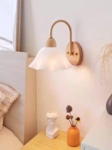 Nordic Wall Lamp Wall Lamp Solid Wood Led Pendant Lights Bedroom Bedside Wall Lamp Lampu Hiasan