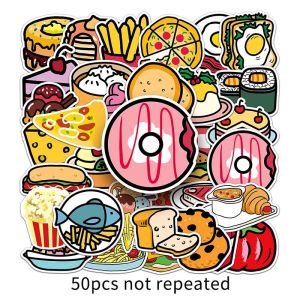 แพ็คสติ๊กเกอร์ลายการ์ตูนอาหาร50ชิ้นอร่อยสำหรับเด็กกระเป๋านักเรียนรางวัลกล่องเครื่องเขียนสติ๊กเกอร์ตกแต่งคู่มือ