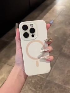 [ iPhone16 case ] Candy Color magnetic Liquid Skin Sense Phone case for iPhone16 Pro Max 15 14 13 12 casing silicone soft shell TPU shockproof