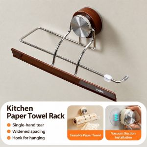 LIDIP Suction Cup Paper Towel Holder No Drilling Wall Mounted Kitchen Tissue Holder Multi Scene Automatic Paper Locking Napkin Roll Rack Kitchen