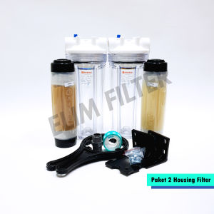 Filter Air Demineralisasi 2 Housing Nanotec Clear 10 inch (Cation & Anion)