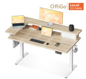 OffiGo 140CM/120CM Height Adjustable Electric Desk with Drawer and USB Ergonomic Standing Computer Table