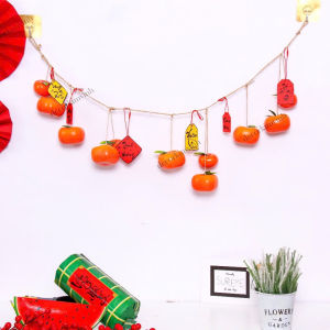 Vòng Hoa Tết TR14 Dây Quả Hồng Treo Handmade Kèm Đèn Vòng Hoa Trang Trí Tết Xuân