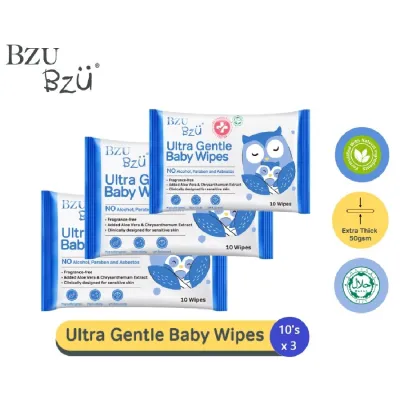 BZU BZU Ultra Gentle Baby Wipes (VALUE PACK 3 x 10 Wipes / 2 x 80 Wipes)