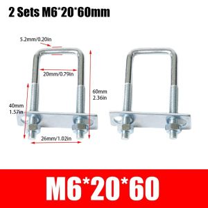 CANICE 2Sets Right Angle U-bolt Square Clamp With Baffle Iron Squa Bolt Screw Pipe U-clamp