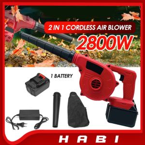 6800w Electric Blower Leaf Cordless Vacuum Air Blower Home 2 In 1 Sweeper/Vacuum 2 Battery and Charger for Blowing Leaf Clearing Dust