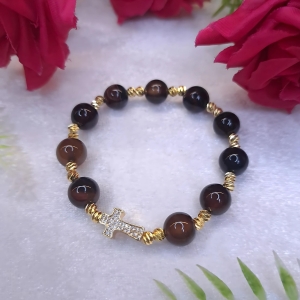 [Quà Tặng Ý Nghĩa] Vòng Tay Lắc Tay Mân Côi Đá Tư Nhiên Phối Titan Vàng | Vật Thánh Công Giáo