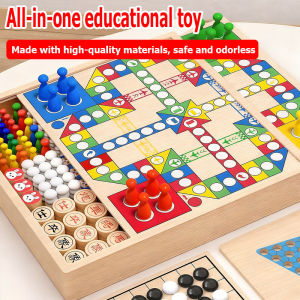 【SG Inventory】4-in-1 Multi-Function Wooden Board Game Set - Ludo Chinese Chess Gomoku & More (Kid-Friendly)