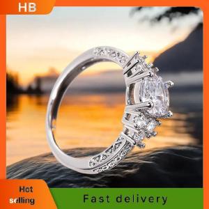 HB Exquisite Fashion Silver Color Engagement Rings For Women Fashion White Zircon Stones Ring Anniversary Bridal Wedding Jewelry