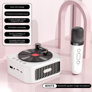 SUNANTUR Retro Record Bluetooth Speaker with Wireless Mic | Portable Karaoke Speaker HiFi Sound