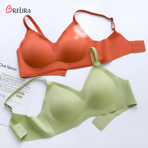 【SINGABRALETTE】Ice Silk Seamless Latex Bra Thin Breathable Women Simple Wireless Underwear Small Breasts Gathering Sports Bra