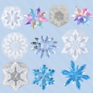 DIY Xmas Ornaments Epoxy Resin Mold 3D Mirror Snowflake Christmas Pendant Resin Mold Silicone Mold DIY Mold Tool