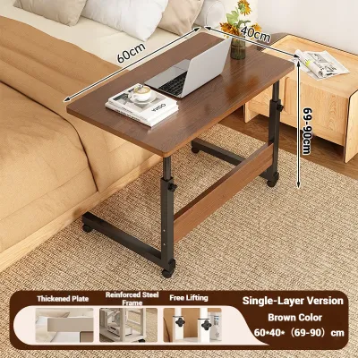 LALA Bedside Table Portable Height Adjustable With Wheel Home Computer Desk Computer Desk Bedroom Movable Bed Desk Waterproof Meja Komputer 床边书桌