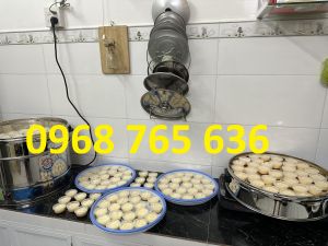 Nồi hấp bánh caramen bánh Flan mịn chạy điện công nghiệp size 52cm 3 tầng hấp