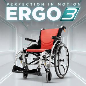 Karma ERGO 3 Aero Aluminum Lightweight Wheelchair with Flip Up Armrest and Detachable Leg Rest