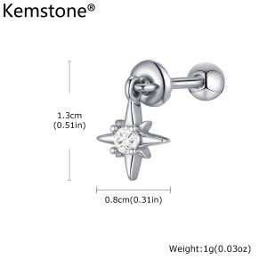 Kemstone Stainless Steel Devil Horn Fairy Star Purple Acrylic Stud Earrings for Men Women