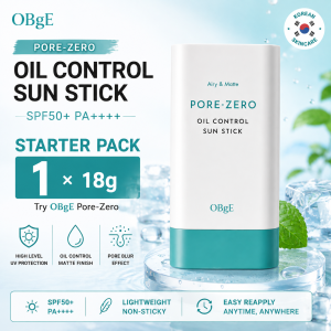 OBgE Pore Zero Sun Stick SPF50+ PA++++ 18g Korean K-Beauty Sunscreen Stick Oil Control Matte Finish Pore Blurring