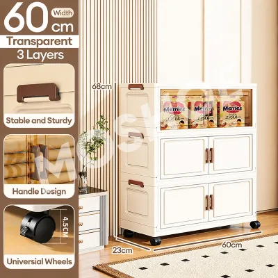 MOSHOE Foldable Storage Cabinet with Wheels Thickened Heavy Duty Space Saving Wardrobe Organizer for Bedroom & Living Room