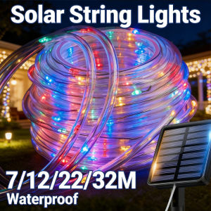 🔥Ready Stock🔥Solar LED Rope Light 32M 300LED Outdoor Waterproof PVC Flexible Strip Light 8 Modes Garden Fence Tree Decoration