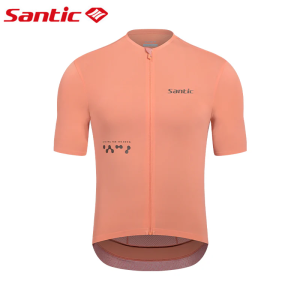 Santic Men Cycling Jersey Breathable Quick Dry Sunscreen Reflective Pockets Sports Bike Short Sleeve Tops