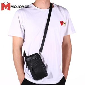 MOJOYCE Genuine Leather Men Shoulder Bag Business Casual Messenger Zip Phone Pouch