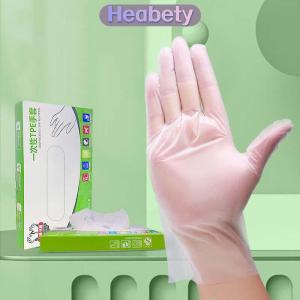 Heabety 60 cái hộp Cao Su Miễn Phí Găng Tay TPE Găng Tay Dùng Một Lần Trong Suốt Không Trượt Axit Làm Việc An Toàn Thực Phẩm Cấp Hộ Gia Đình Làm Sạch Găng Tay