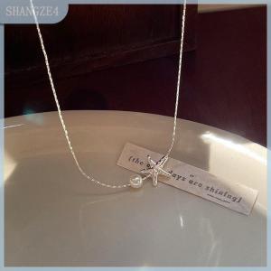 【SHANGZE4】 Fashion Bright Starfish Necklace Pendant Clavicle Chain Jewelry Accessories For Wedding Party Women Girls Gifts