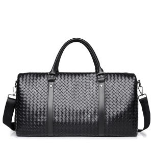 New large-capacity travel bag mens casual short-trip tote bag plaid woven gym bag shoulder bag crossbody bag