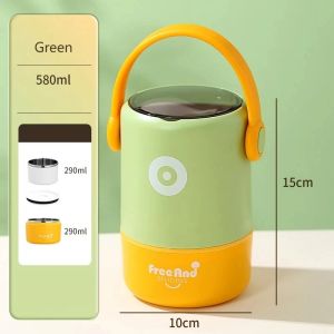580/820ml Portable Thermal Lunch Insulated Soup Cup with Spoon Thermo Bento Double Layer for Kids Food Storage Container2026