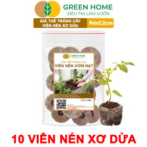 Mua 5 tặng 1 - Bộ 10 Viên Nén Xơ Dừa Greenhome Ươm Hạt Giống Ươm Cây Tiện Lợi Đầy Đủ Dinh Dưỡng Cây Phát Triển Nhanh