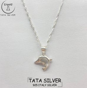 TATA SILVER Genuine 925 Italy Silver Casual Dolphin Necklace for Women NP-149