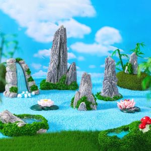 GUTUN ตกแต่งด้วยการตกแต่ง เครื่องประดับหินขนาดเล็ก รูปแกะสลักขนาดเล็ก เรซิน รูปปั้นภูเขาขนาดเล็ก สร้างสรรค์และสร้างสรรค์ การจำลองแบบจำลอง หินน้ำตกหิน สวนเล็กๆ