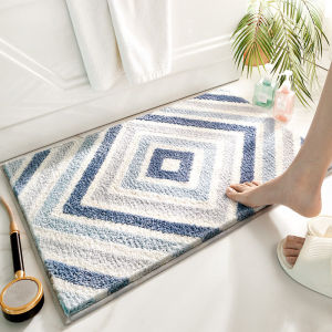 Bathroom Floor Mat Anti Slip Geometric Flocking Soft Thickened Shower Mat Toilet Bedroom Living Room Carpet Water Absorbent Quick Dry  Non Slip Bath Mat Door Mat Entrance Foot Mat