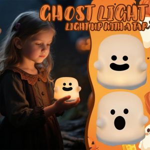 GRACE Cute LED Night Light USB Rechargeable Silicone Atmosphere Table Lamp Room Decor Funny Bedside Floor Light Halloween