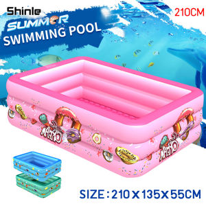 Kids Inflatable Swimming Pool 3 LAYERS Rectangular Family Size Thickened Pool for Kids Adult Outdoor