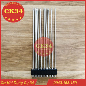 Bộ 9 mũi tô vít 4 cạnh dài 200mm cho khoan pin điện chính hãng BROPPE chuôi lục giác 6.35mm