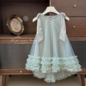 PRINCESS KESLI 1-9 Years Girls Dress For Kids Sleeveless Ruffles Birthday Party Tutu Dresses Korean Style For Kids Clothes