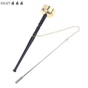 ZZ🔥🔥🔥 เครื่องดนตรีพระพุทธศาสนาทำจากทองเหลืองกระดิ่งมือยาวสำหรับฝึกสมาธิโยคะ