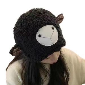 หมวกมีหูตุ๊กตาแกะหมวกแกะน่ารักหมวกไหมพรมทรงแปลกหูแกะหมวกบีนนี่กำมะหยี่หมวกปีศาจน้อยหมวกสกัลลี่หมวกตลกเด็กผู้หญิง