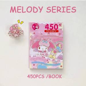 Ready Stock 450Pcs Sanrio Kuromi Hello Kitty Sticker Book Melody Goo Card Cartoon Kawaii Sticker Hand Account Decoration For Girls Gift