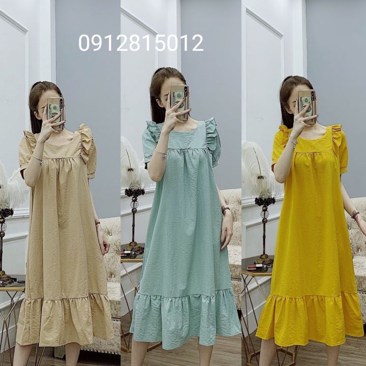Váy bầu đẹp thời trang dáng suông công sở chất lụa cao cấp dài tay - Đầm bầu  | ThờiTrangNữ.vn