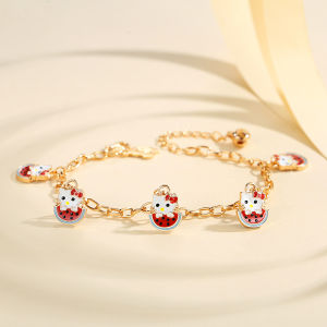 Y096 【COD】 Gelang Anak Fashion Hello Kitty Warna Emas Gelang Anak Titanium Hello Kitty