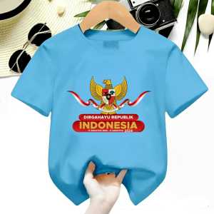 Kaos anak 17 Agustus atasan anak Cewek/Cowok usia 1-12 tahun lengan pendek bahan Babyterry