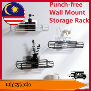 [whizstudio] Straight Storage Rack Organizer for Bathroom Wall Mount - Adhesive Iron No Drilling Pelekat Penyusun Rak Penyimpanan Lurus